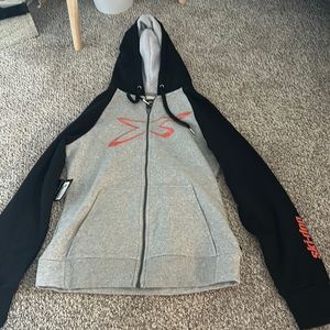 Skidoo gray and black zip up hoodie, size XS women’s